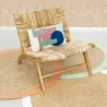 Tapis en jonc 120 cm naturel bordure colorée