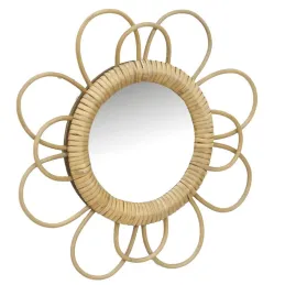 Miroir en rotin fleur 31 cm
