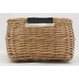 Corbeille rectangulaire en osier buff et coton