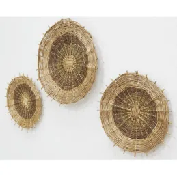 Décor mural en osier multicolore (lot de 3)