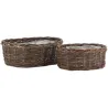 Corbeilles ovales en osier brut marron (lot de 2)