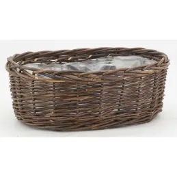 Corbeilles ovales en osier brut marron (lot de 2)