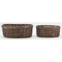 Corbeilles ovales en osier brut marron (lot de 2)