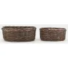 Corbeilles ovales en osier brut marron (lot de 2)