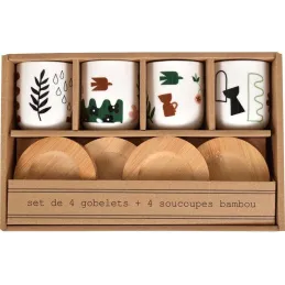 Coffret 4 gobelets et sous tasses Nature