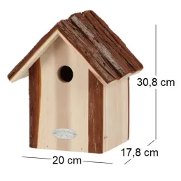 Nichoir pour oiseaux avec toît en écorce
