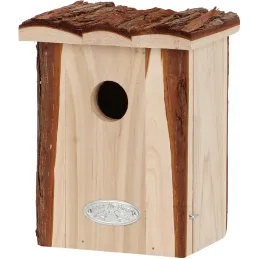 Nichoir pour oiseaux avec toît en écorce