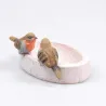 Bain oiseau en résine avec oiseaux 20 x 15 x 10.5 cm