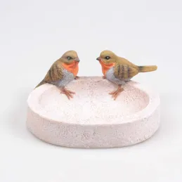 Bain oiseau en résine avec oiseaux 20 x 15 x 10.5 cm