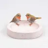Bain oiseau en résine avec oiseaux 20 x 15 x 10.5 cm