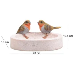 Bain oiseau en résine avec oiseaux 20 x 15 x 10.5 cm