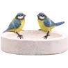 Bain oiseau en résine avec oiseaux 20 x 15 x 10.5 cm