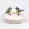 Bain oiseau en résine avec oiseaux 20 x 15 x 10.5 cm