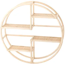 Etagère ronde en rotin et bambou