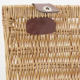Coffre en osier buff caramel et polyuréthane