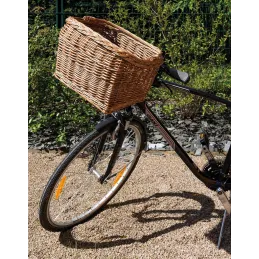Panier pour vélo en osier buff et métal