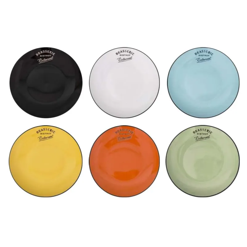 Assiettes colorées Brasserie bistrot (Lot de 6)