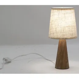 Mini lampe à pied en paulownia et abat-jour écru