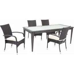 Table de jardin en polyrésine et verre