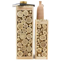 Sellettes carrées rondins de bois (lot de 2)