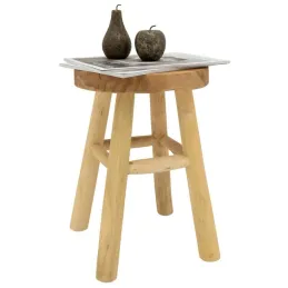 Tabouret bas rond en teck massif  Arden