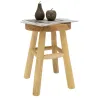Tabouret bas rond en teck massif  Arden