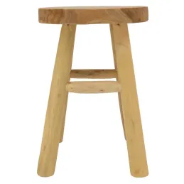 Tabouret bas rond en teck massif  Arden