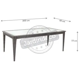 Table de jardin en polyrésine et verre