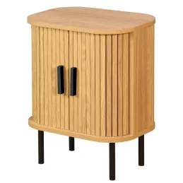 Table de nuit en bois et métal à lamelles Kyoto