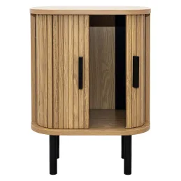 Table de nuit en bois et métal à lamelles Kyoto