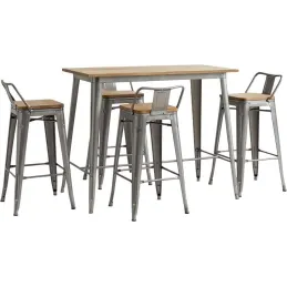 Ensemble table haute et tabourets métal industriel