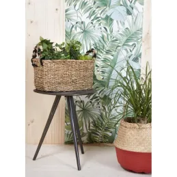 Jardinières rectangulaires en jonc et zinc (lot de 3)