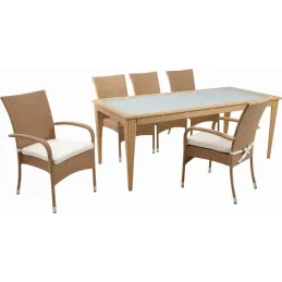 Table de jardin en polyrésine et verre