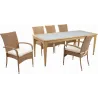 Table de jardin en polyrésine et verre