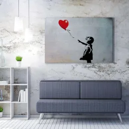 Toile décorative fille avec ballon 100 x 70 cm