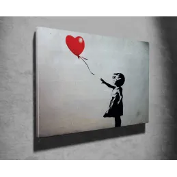 Toile décorative fille avec ballon 100 x 70 cm