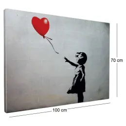 Toile décorative fille avec ballon 100 x 70 cm