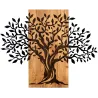 Décoration murale en métal et bois Arbre 72 x 58 cm