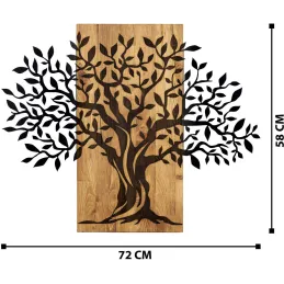 Décoration murale en métal et bois Arbre 72 x 58 cm