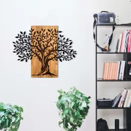 Décoration murale en métal et bois Arbre 72 x 58 cm
