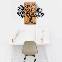 Décoration murale en métal et bois Arbre 72 x 58 cm