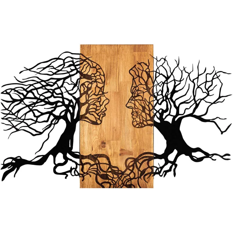 Décoration murale en métal et bois Arbre