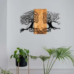 Décoration murale en métal et bois Arbre