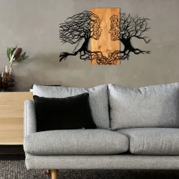 Décoration murale en métal et bois Arbre