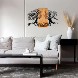 Décoration murale en métal et bois Arbre