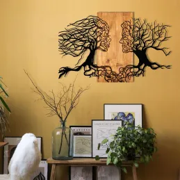 Décoration murale en métal et bois Arbre