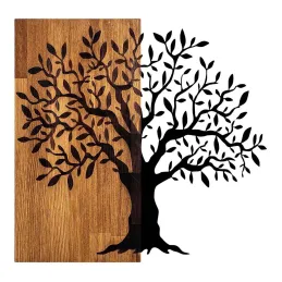 Décoration murale en métal et bois Arbre