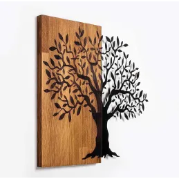 Décoration murale en métal et bois Arbre