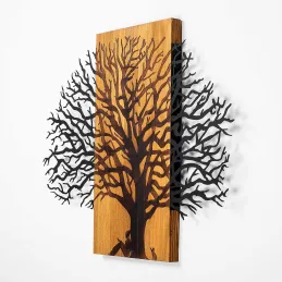 Décoration murale en métal et bois Arbre