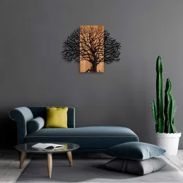 Décoration murale en métal et bois Arbre